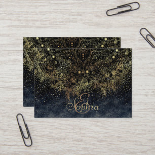 Stylish Gold floral mandala and confetti Business Card
