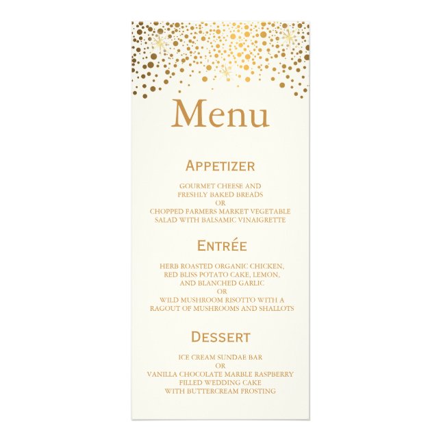 Stylish Gold Foil Confetti Dots - Menu (Front)