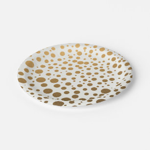 Stylish Gold Foil Confetti Dots Paper Plate