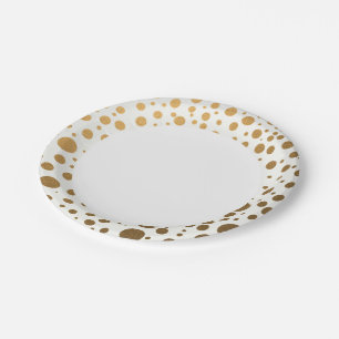 Stylish Gold Foil Confetti Dots Paper Plate