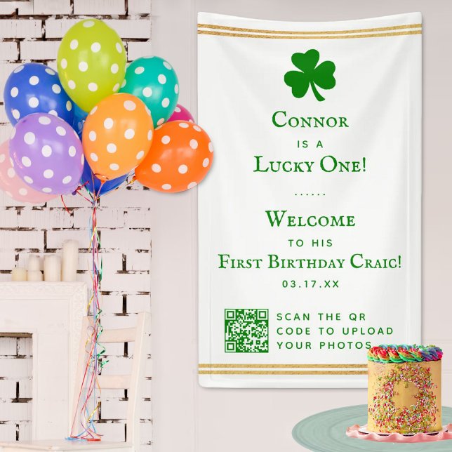 Stylish Gold Foil St. Patrick's Day 1st Birthday Banner (Creator Uploaded)