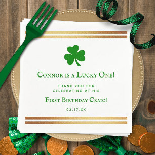 Stylish Gold Foil St. Patrick's Day 1st Birthday Napkin