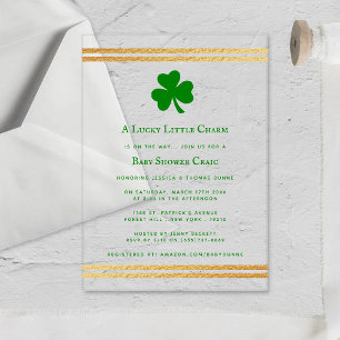 Stylish Gold Foil St. Patrick's Day Baby Shower Acrylic Invitations