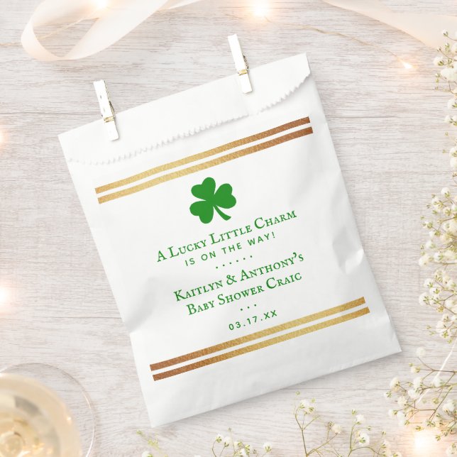 Stylish Gold Foil St. Patrick's Day Baby Shower Favour Bag (Clipped)