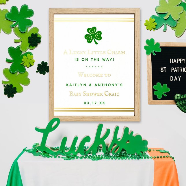 Stylish Gold Foil St. Patrick's Day Baby Shower Foil Prints (Creator Uploaded)