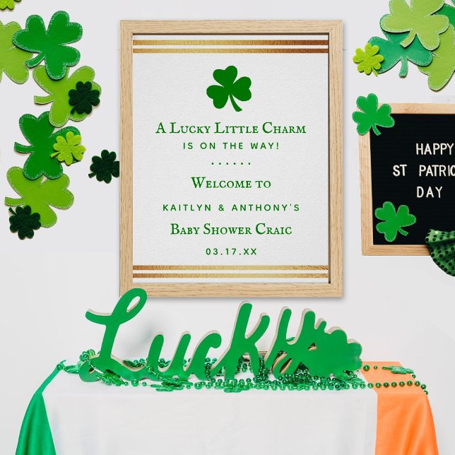 Stylish Gold Foil St. Patrick's Day Baby Shower Poster (Creator Uploaded)