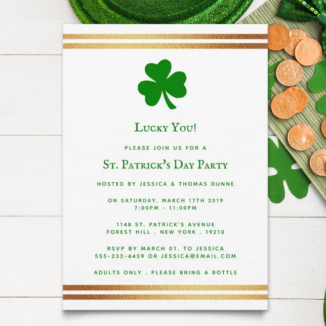 Stylish Gold Foil St. Patrick's Day Invitation (Creator Uploaded)