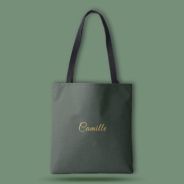 Stylish Gold & Forest Green Monogram  Tote Bag (Stylish Gold & Forest Green Monogram Tote Bag)