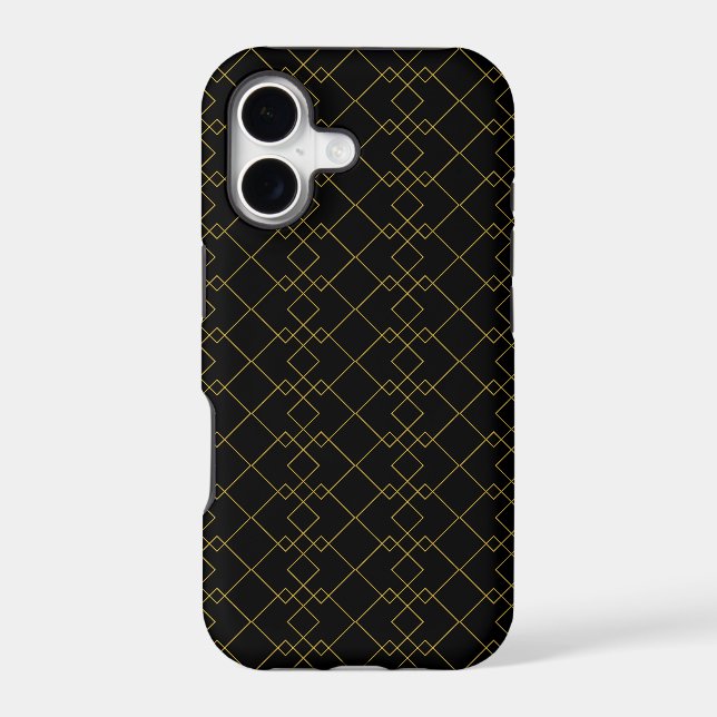 Stylish Gold Geometric Box Design Black (Back)