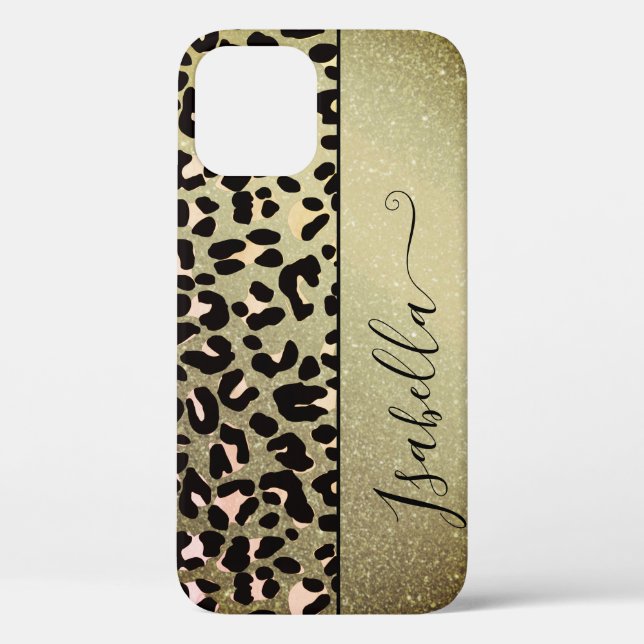 Stylish Gold Glitter Golden Animal Print Custom Case-Mate iPhone Case (Back)