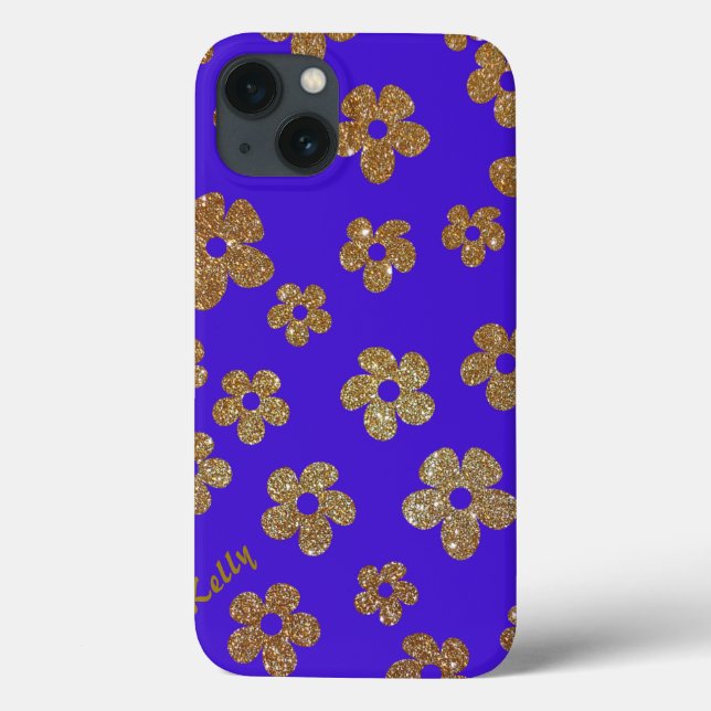 Stylish Gold Glitter Look Floral iPad Mini Case (Back)