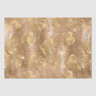 Stylish Gold Glitter Tropical Jungle Leaves Tissue Paper