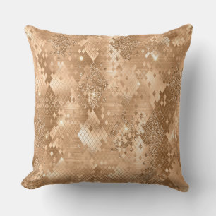 Stylish Gold Glitter Wild Snake Skin Pattern Cushion