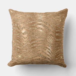 Stylish Gold Glitter Wild Zebra Stripes Pattern Cushion