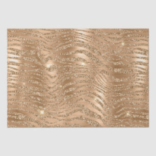 Stylish Gold Glitter Wild Zebra Stripes Pattern Tissue Paper
