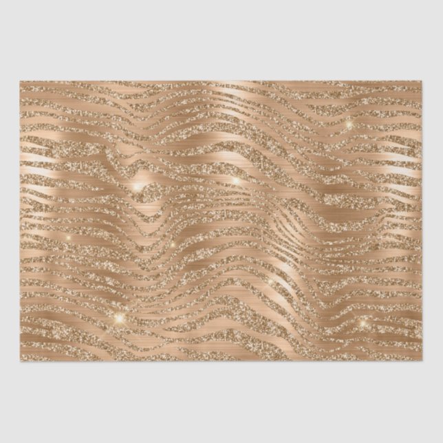 Stylish Gold Glitter Wild Zebra Stripes Pattern Tissue Paper (Front)