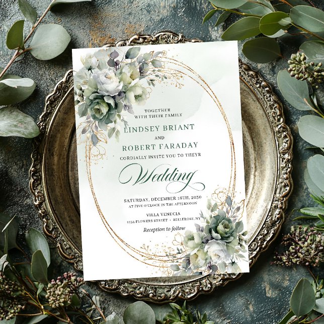 Stylish gold greenery wedding invitation (Stylish gold greenery wedding invitation)