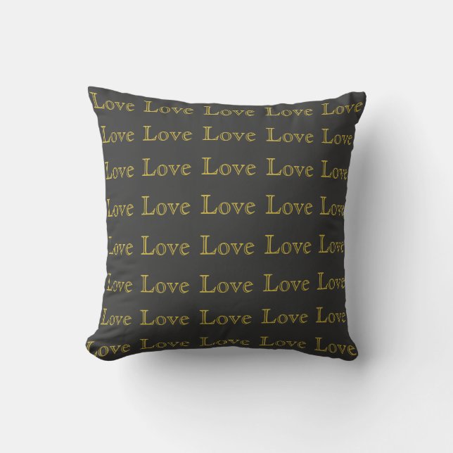 Stylish Gold Grey Classical Love Wedding Cushion (Front)
