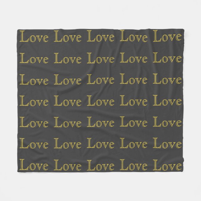 Stylish Gold Grey Classical Love Wedding Fleece Blanket (Front (Horizontal))