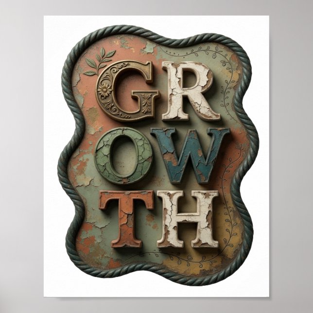 Stylish Gold GROWTH Slogan Design Poster (Front)