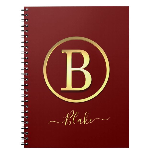 Stylish Gold Initial B Notebook (Front)