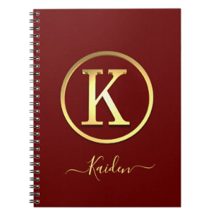 Stylish Gold Initial K Notebook