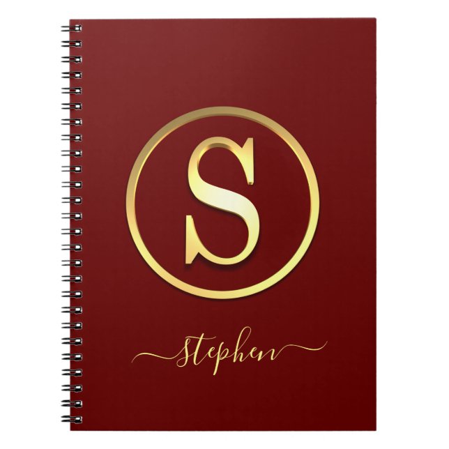 Stylish Gold Initial S Notebook (Front)