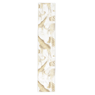 Stylish Gold Jungle Wild Animals Pattern Medium Table Runner