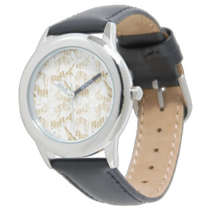 Stylish Gold Jungle Wild Animals Pattern Watch