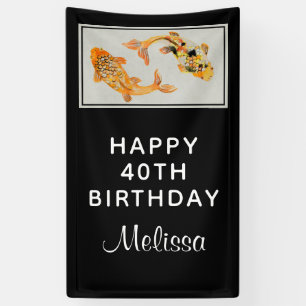 Stylish Gold Koi Fish  Birthday Banner