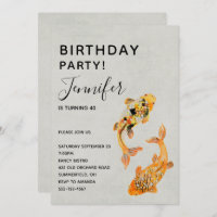 Stylish Gold Koi Fish Birthday