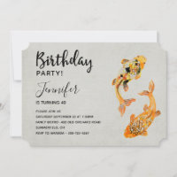 Stylish Gold Koi Fish Birthday