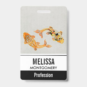Stylish Gold Koi Fish ID Badge