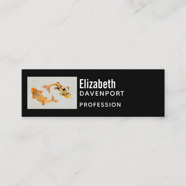 Stylish Gold Koi Fish Mini Business Card (Front)