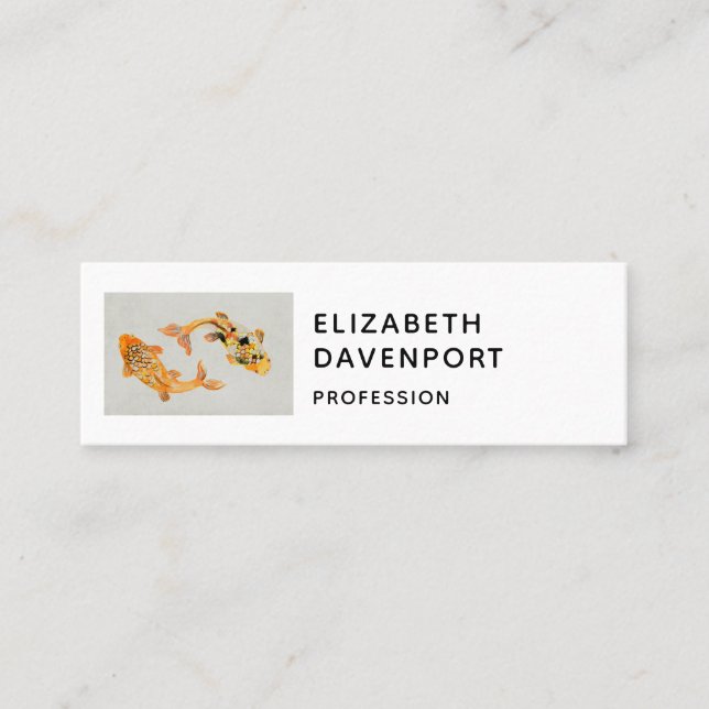 Stylish Gold Koi Fish Mini Business Card (Front)