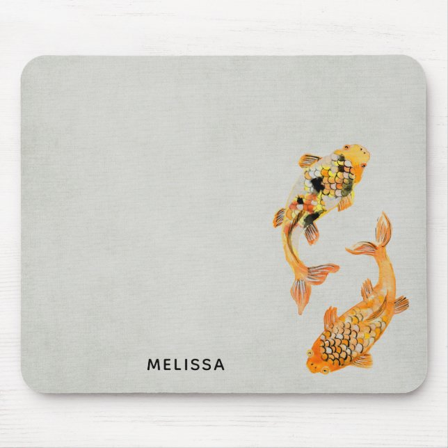 Stylish Gold Koi Fish Mouse Pad (Front)