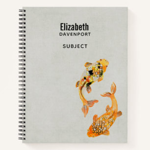 Stylish Gold Koi Fish Notebook