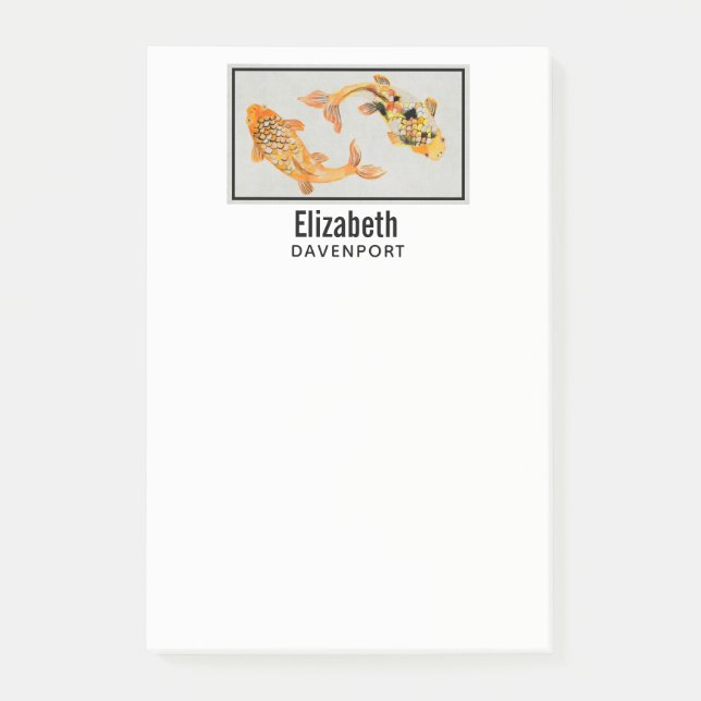 Stylish Gold Koi Fish Post-it Notes (Front)