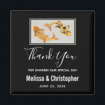 Stylish Gold Koi Fish Wedding Thank You Magnet<br><div class="desc">Awedding thank you favour magnet with an illustration of a pair of gold koi fish swimming together. Black background.</div>