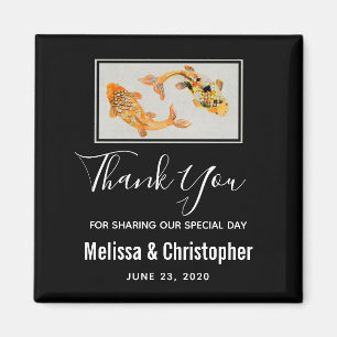Stylish Gold Koi Fish Wedding Thank You Magnet