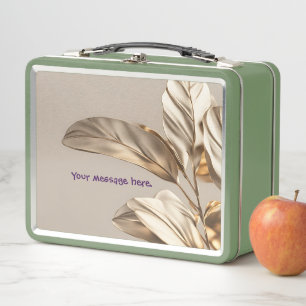 Stylish Gold Leaf Metal Lunch Box