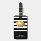 Stylish Gold Lips with Classic Black White Stripes