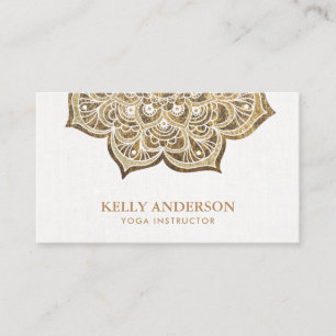 Stylish Gold Lotus Mandala Yoga Instructor Business Card