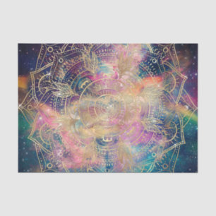 Stylish Gold Mandala Colourful Watercolor Nebula Tissue Paper