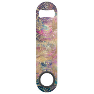 Stylish Gold mandala watercolor & Nebula Colorful