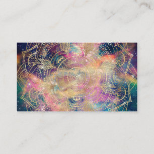 Stylish Gold mandala watercolor & Nebula Colorful Business Card