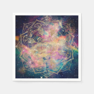 Stylish Gold mandala watercolor & Nebula Colorful Napkin