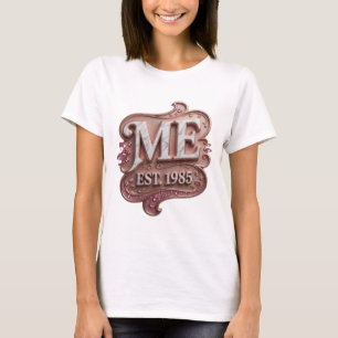 Stylish Gold ME EST 1985 Text Design T-Shirt
