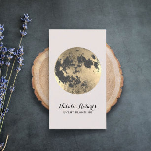 Stylish Gold Moon Modern Event Planning Business Card