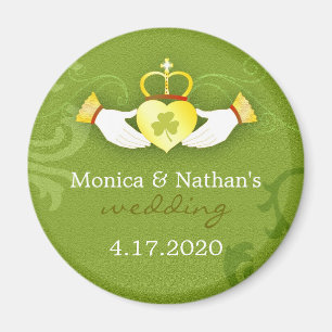 Stylish Gold n Green Irish Wedding Invitation Magnet